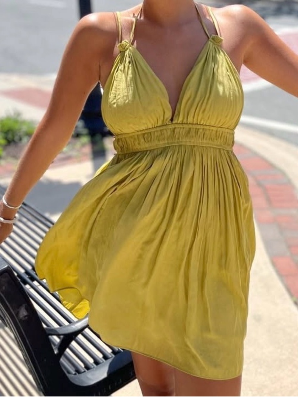 Mustard Seed Olive Green Halter Mini Dress